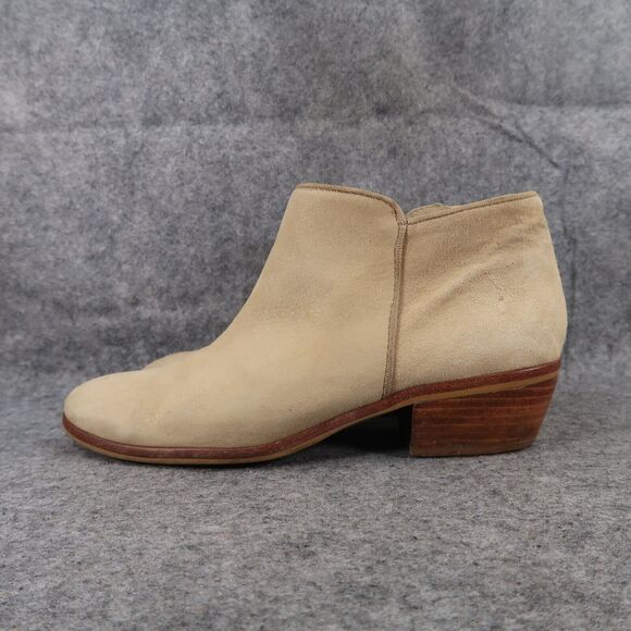 Sam Edelman Shoes Womens 7.5 Bootie Fashion Petty Leather Classic Tan Block Heel - Picture 4 of 14